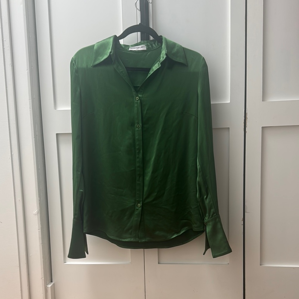 Green Satin Womens Shirt